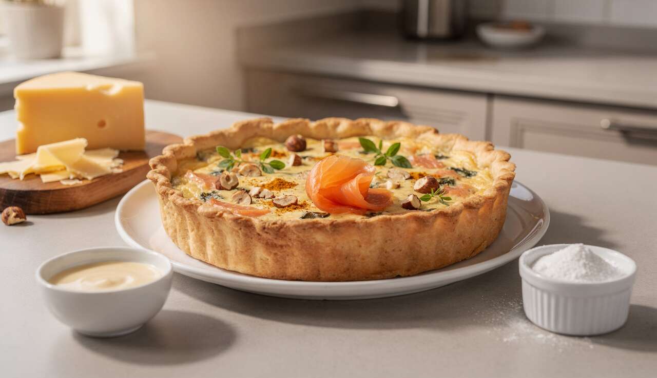Recette de Quiche Saumon Noisettes Ail et Fines Herbes