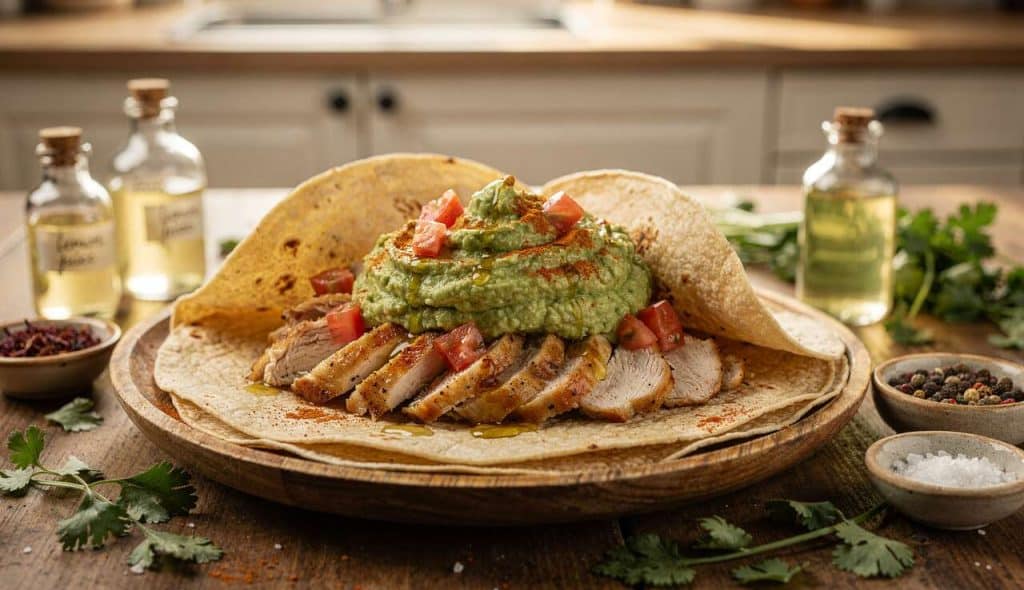 Recette tortilla de poulet au guacamole : saveurs mexicaines