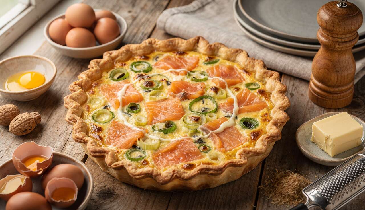 Tarte au Saumon Fumé et Poireaux : recette Facile et Savoureuse