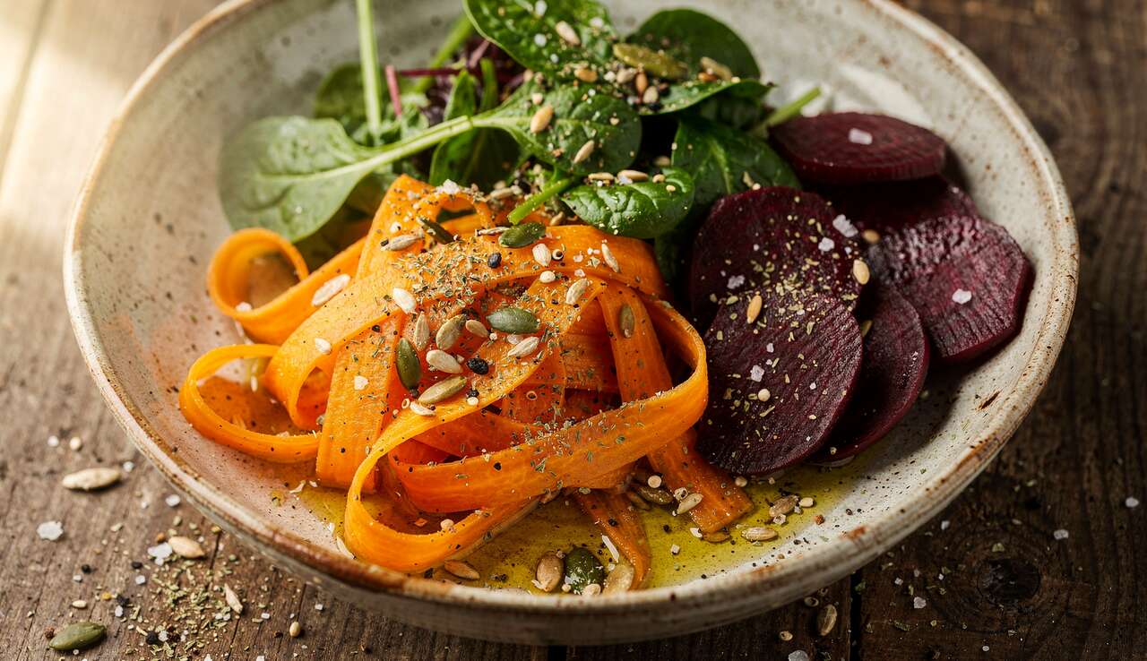 Recette : salade de légumes racines et jeunes pousses