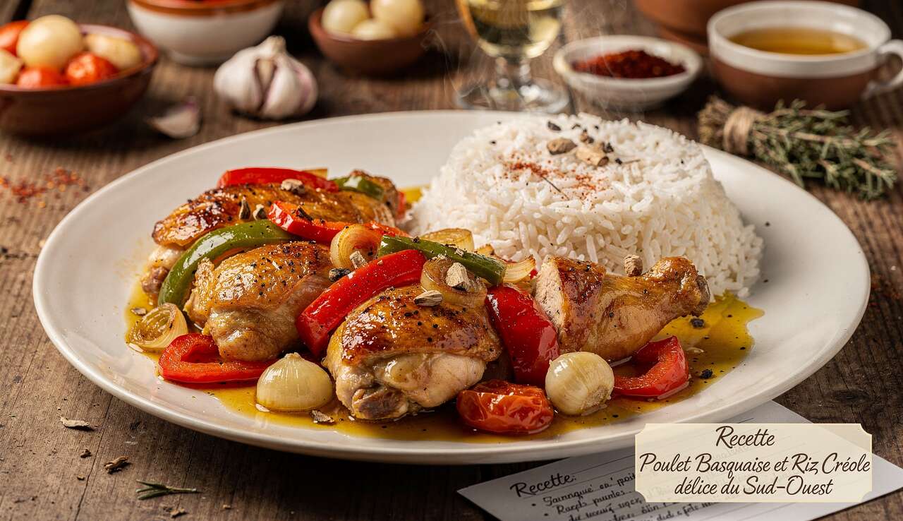 Recette Poulet Basquaise et Riz Créole : délice du Sud-Ouest