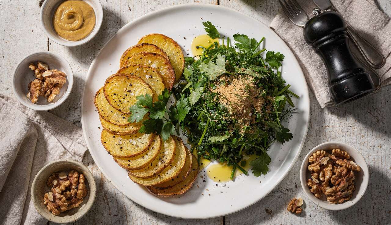 Recette Pommes Anna et Salade d'Herbes : un Duo de Saveurs