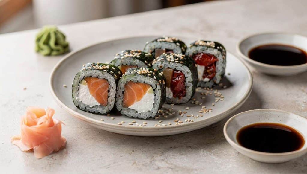 Recette Maki de Chèvre Frais au Saumon et Tomates Confites