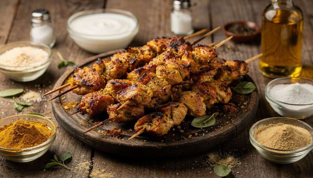 Brochettes de poulet croustillantes au curry - Recette savoureuse et facile