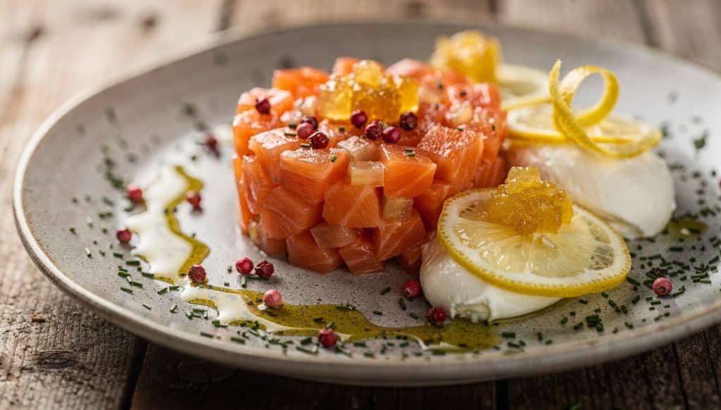 Tartare de saumon au citron confit et mascarpone