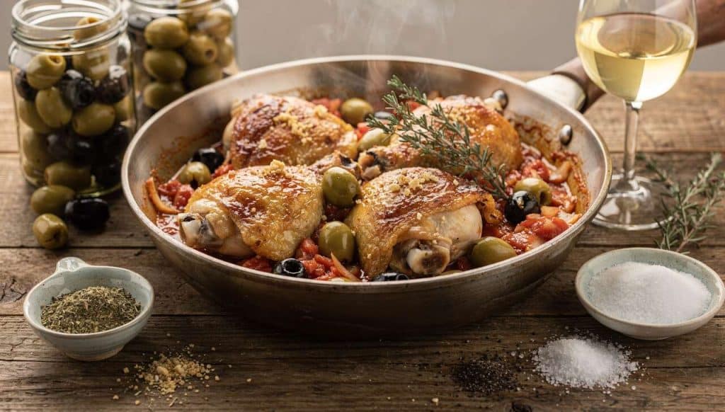 Fricassée de poulet aux olives et tomates : un délice méditerranéen