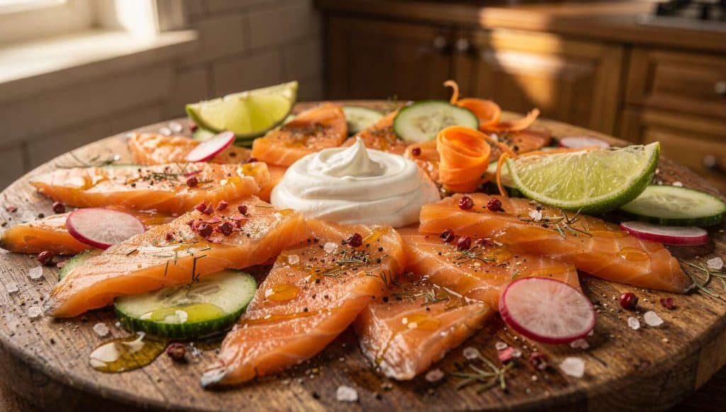 Saumon Fumé au Citron Vert et Légumes Croquants : recette Exquise