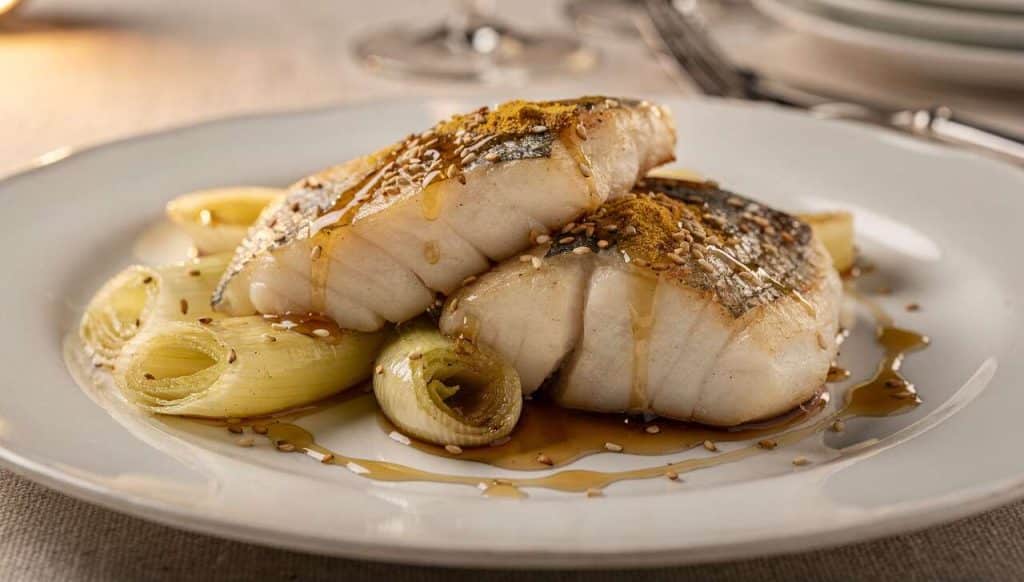 Recette de filet de merlu aux poireaux glacés et gingembre