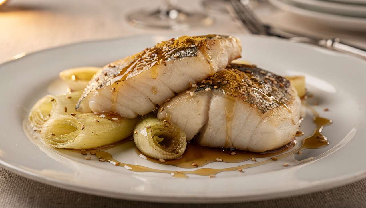 Recette de filet de merlu aux poireaux glacés et gingembre