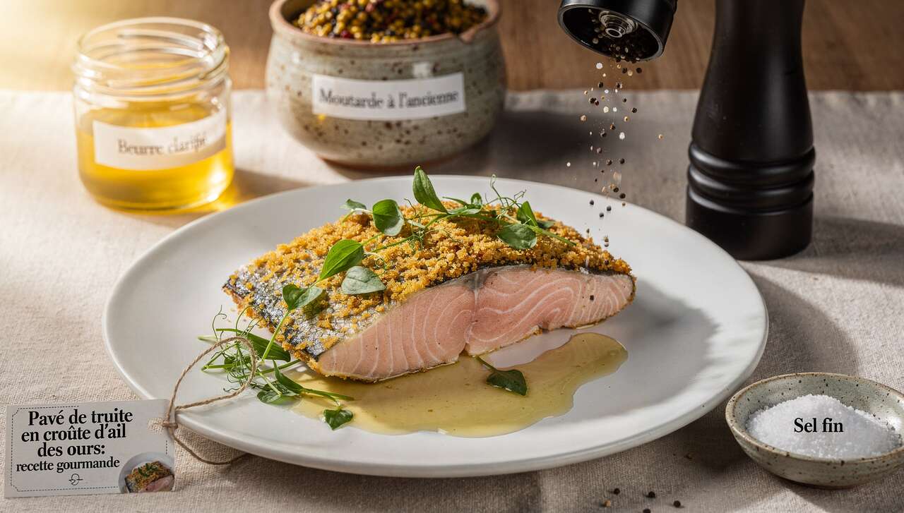 Pavé de truite en croûte d'ail des ours : recette gourmande