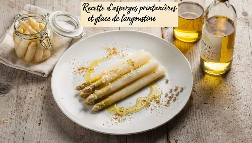 Recette d'asperges printanières et glace de langoustine