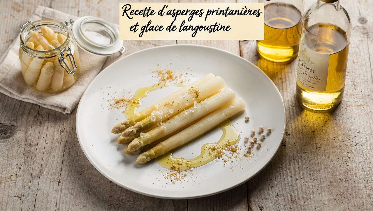 Recette d'asperges printanières et glace de langoustine