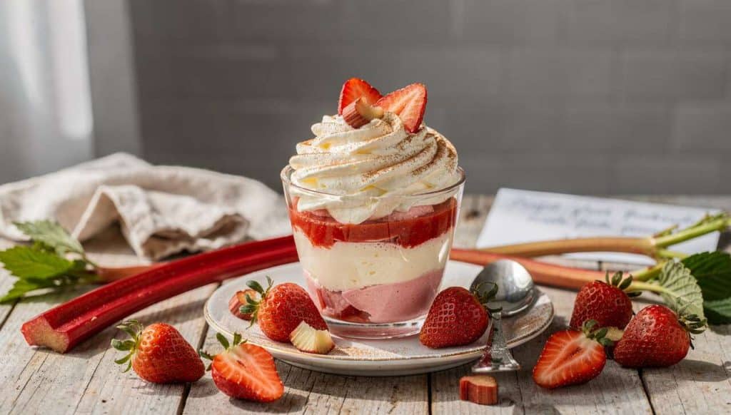 Parfait glacé fraise rhubarbe : recette facile et gourmande
