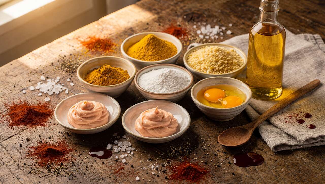 Nuggets de poulet au curry : recette de mayonnaise tomatée