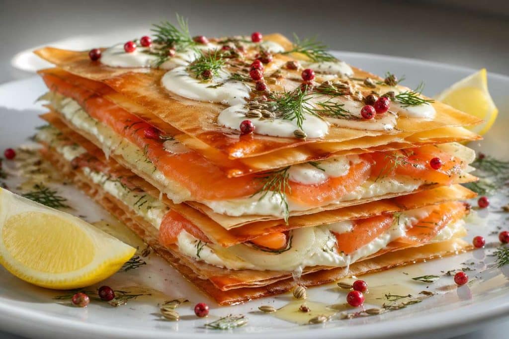 Faux millefeuille de pâte filo au saumon et fenouil : la recette gourmande