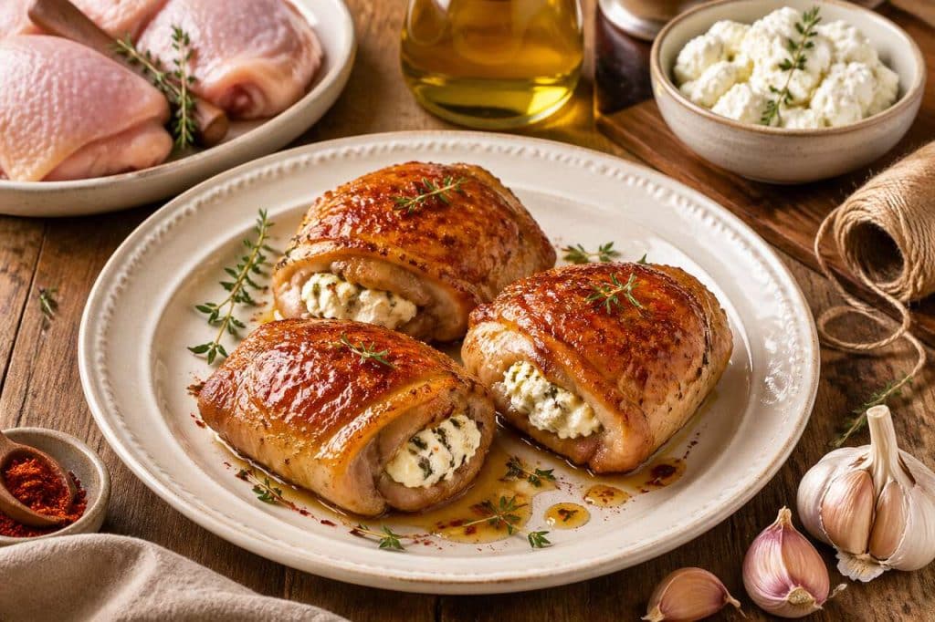 Recette de cuisse de poulet farcie au chèvre frais