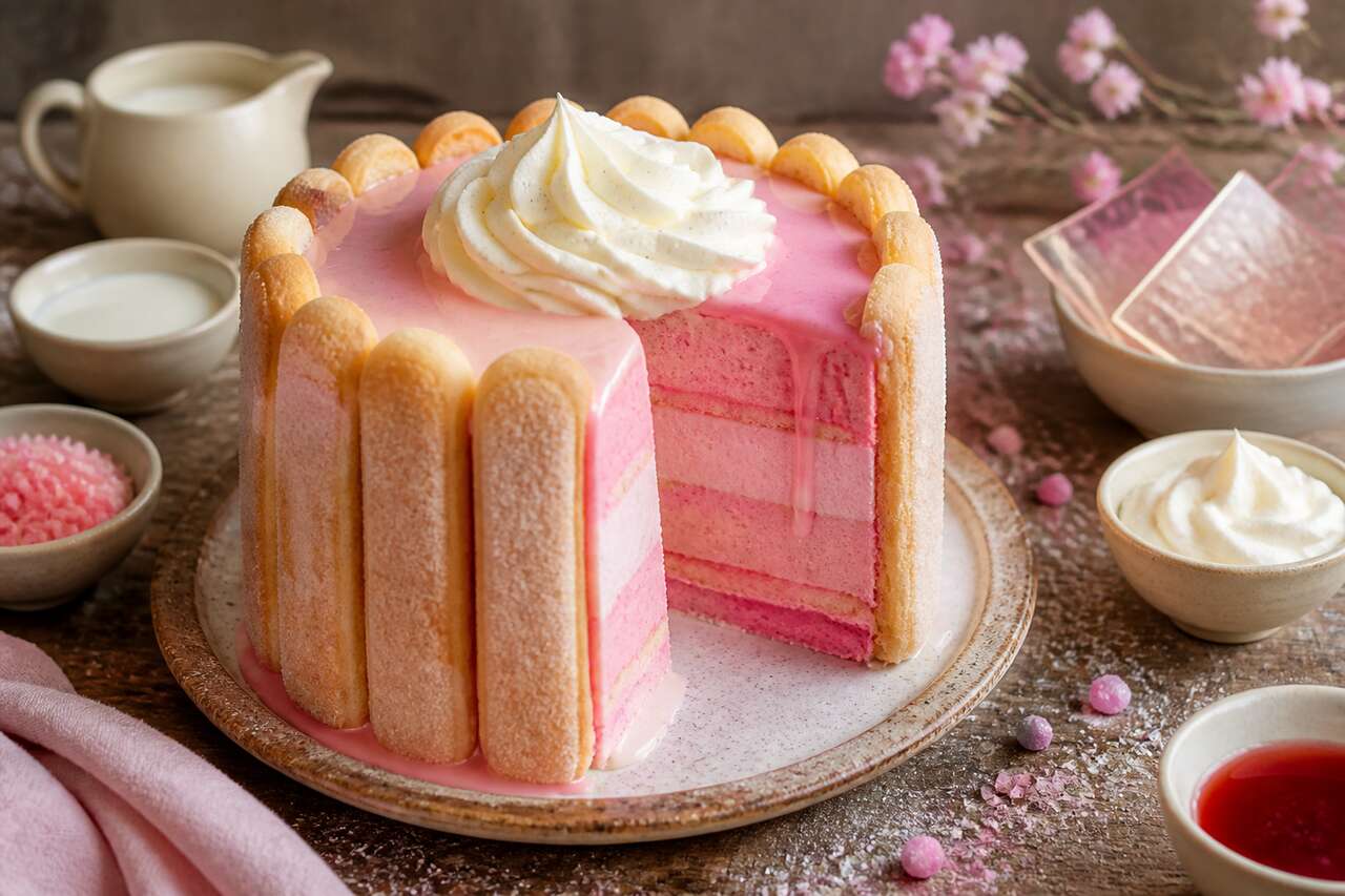 Gâteau rose façon Charlotte : recette facile et délicieuse