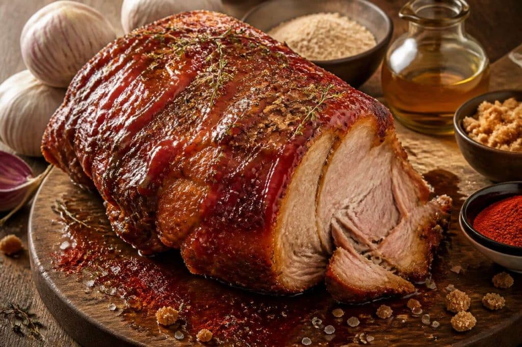 Rôti de porc au jus d'airelles et ketchup barbecue