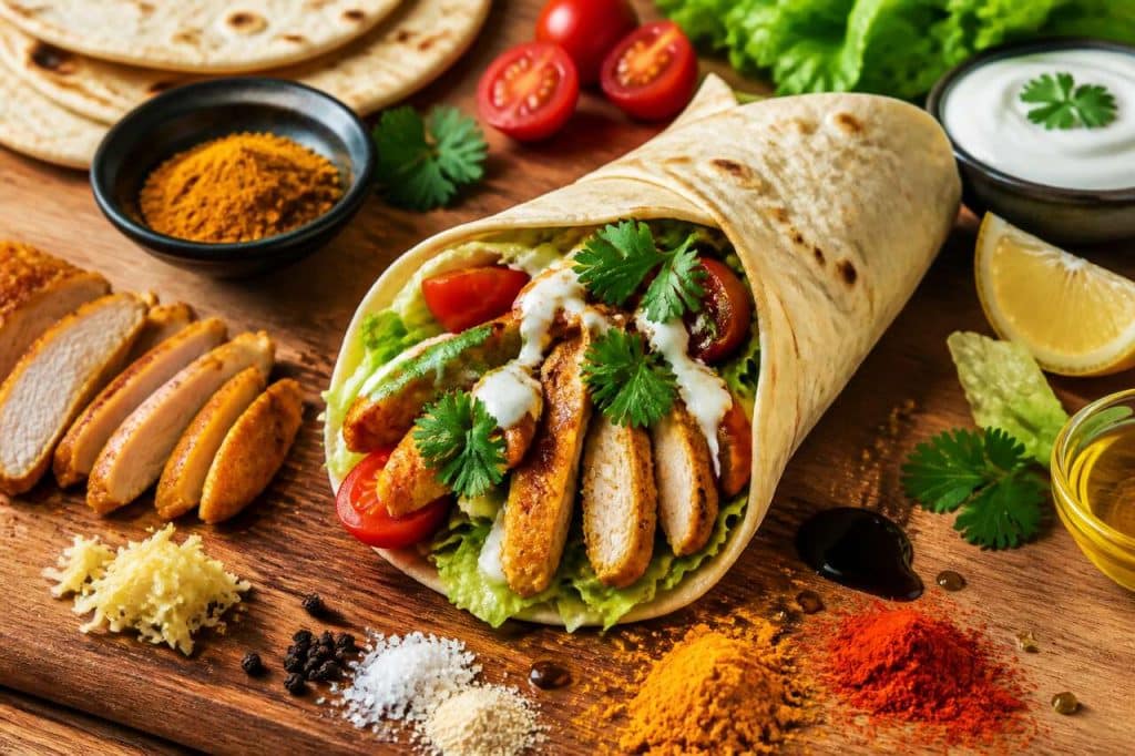 Recette wrap poulet curry gingembre