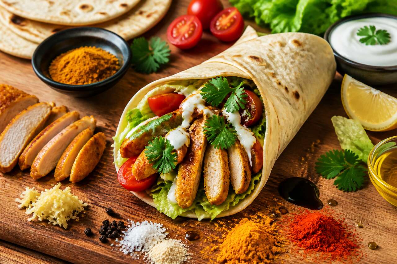 Recette wrap poulet curry gingembre