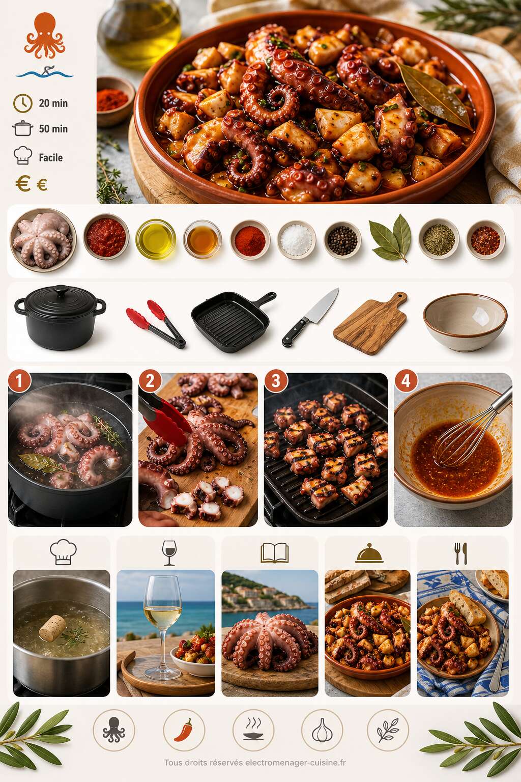 Fiche recette Salade ti&egrave;de de poulpe au Paprik'Ail : recette savoureuse et facile