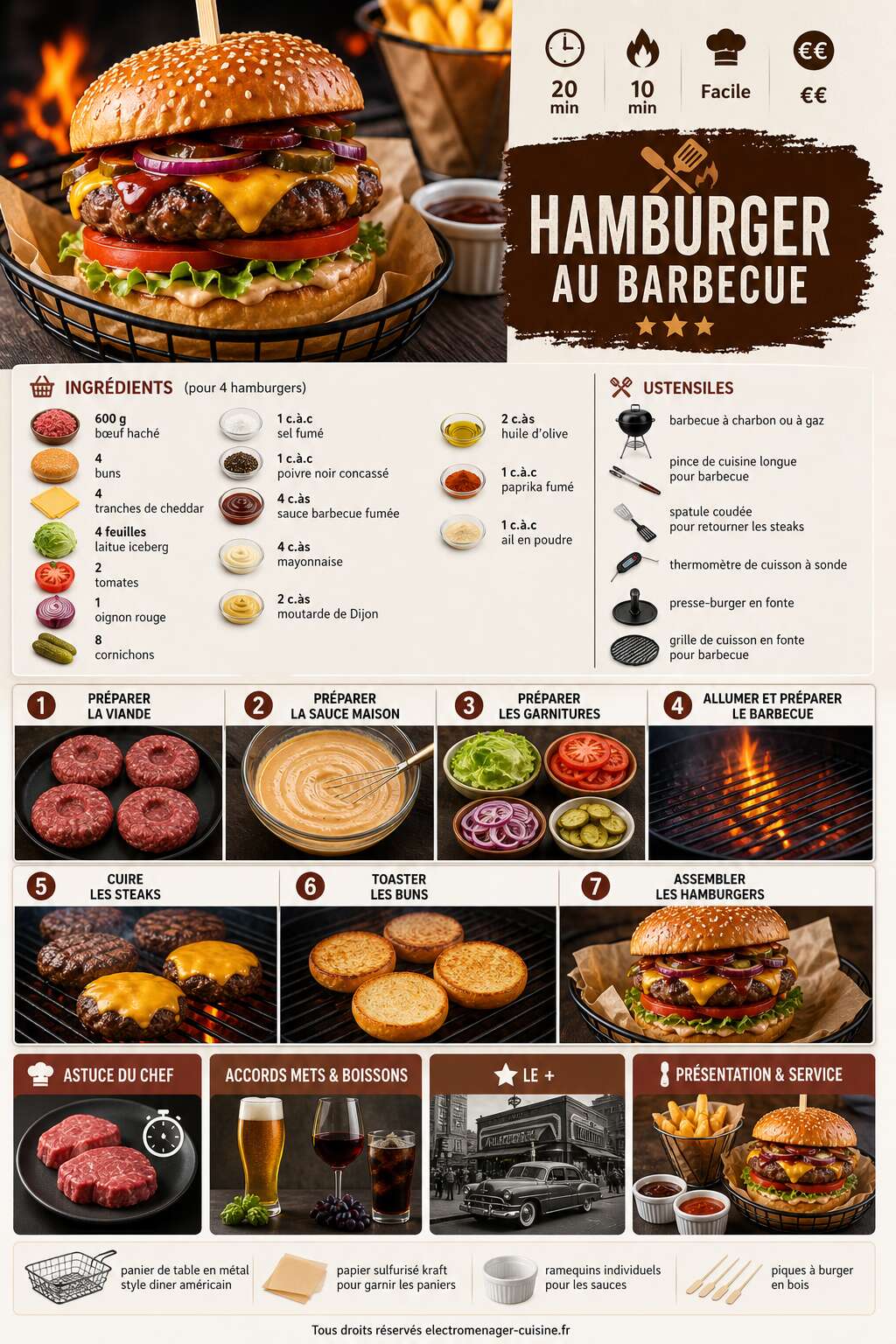 Fiche recette Recette de hamburger au barbecue