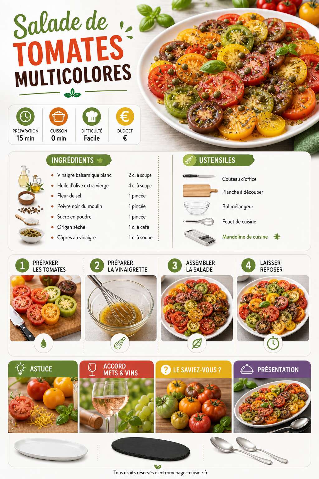 Fiche recette Recette facile : salade de tomates multicolores