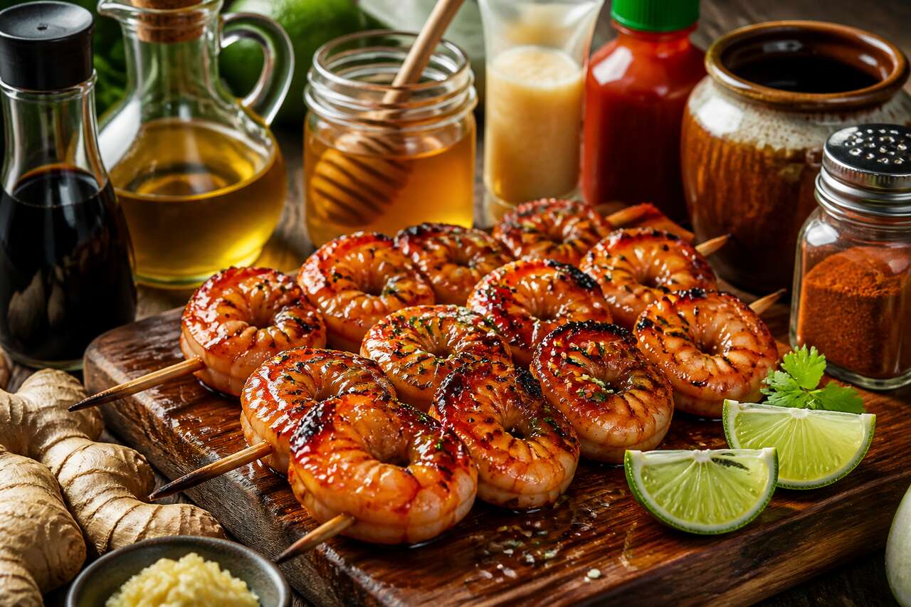 Brochettes de gambas asiatiques au barbecue : recette savoureuse