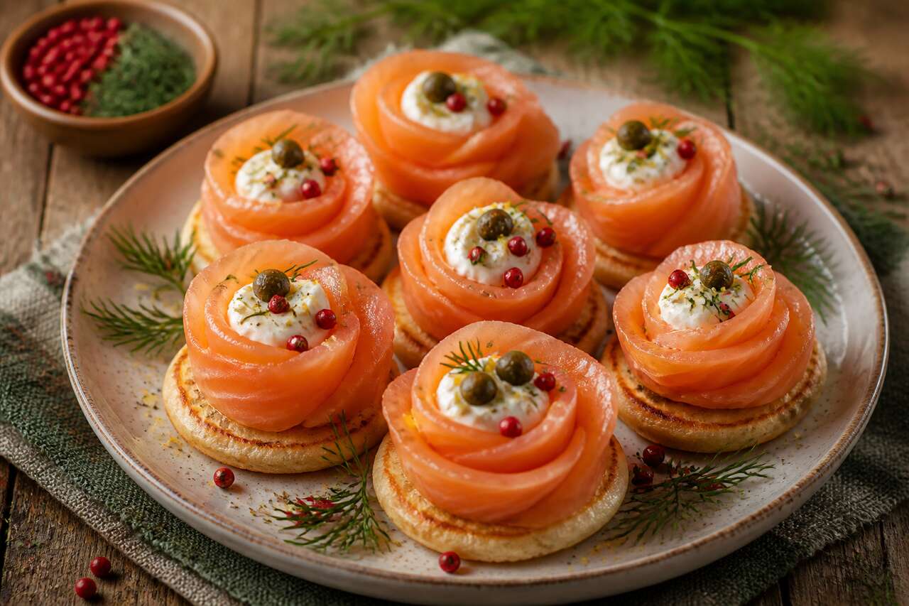Blinis étoilés : fleurs de saumon pour vos apéritifs
