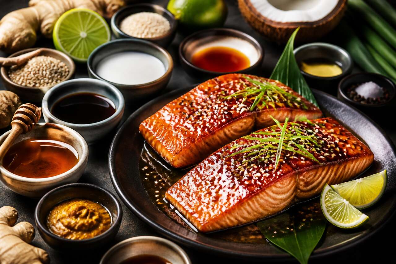 Pavé de saumon laqué, sauce exotique : recette gourmande et facile