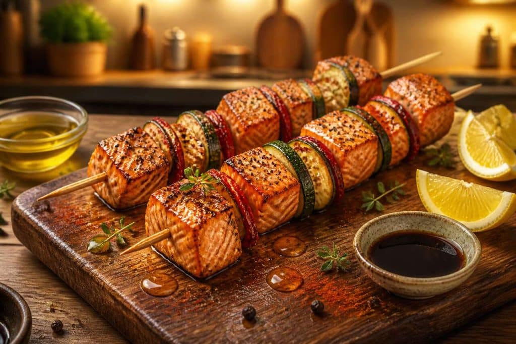 Brochettes de saumon de Norvège : recette simple et savoureuse