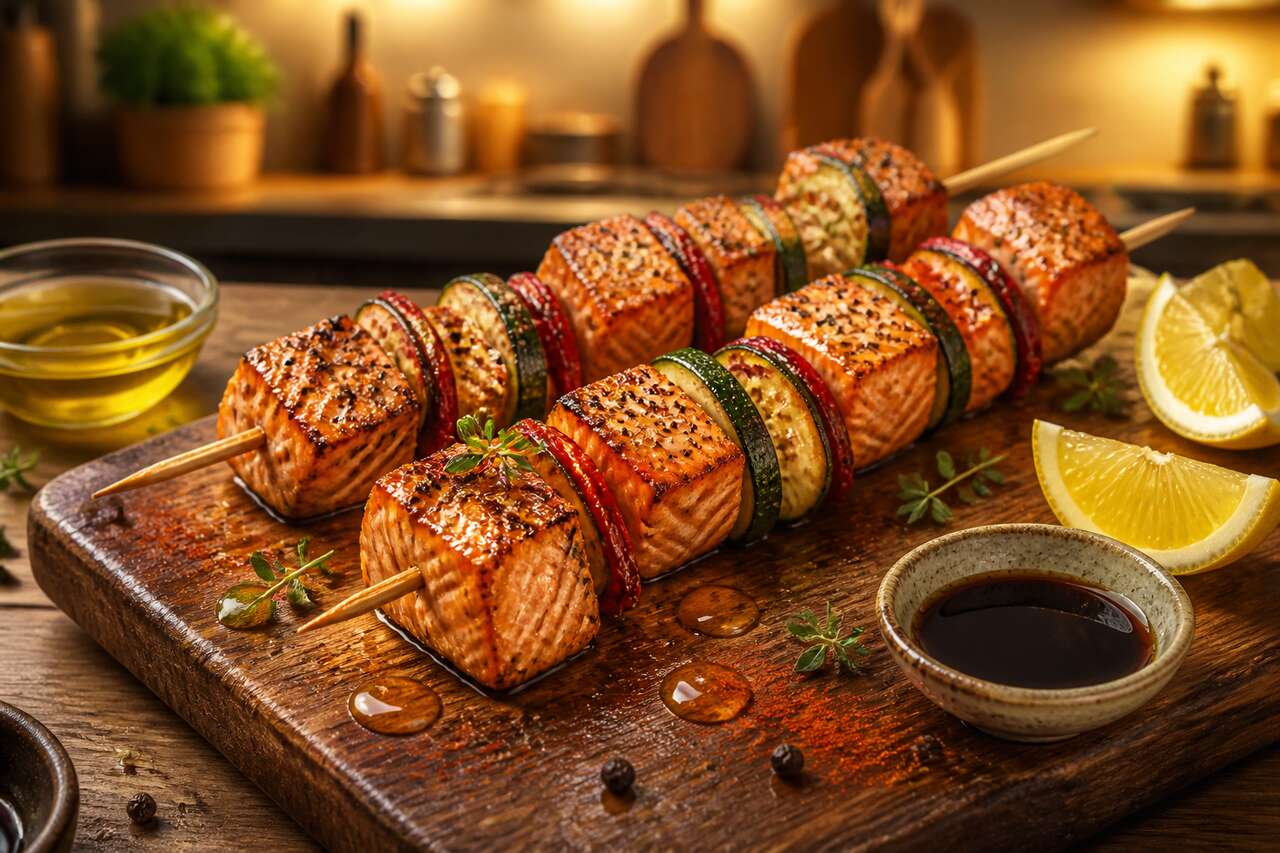 Brochettes de saumon de Norvège : recette simple et savoureuse