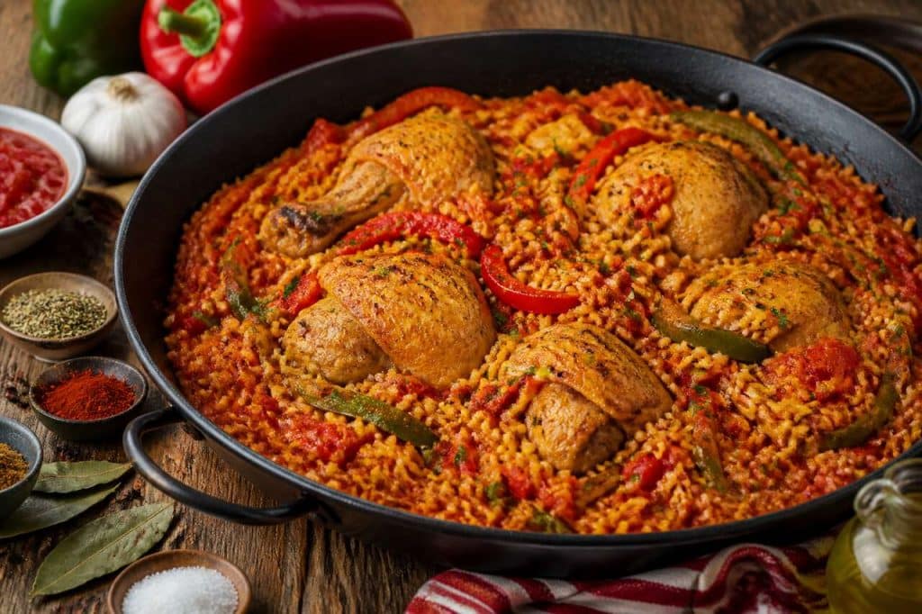 Poulet à la catalane : recette savoureuse de riz aux poivrons