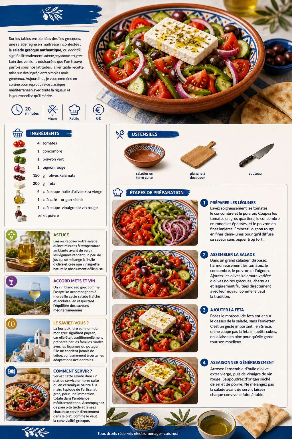 Fiche recette Recette de salade grecque authentique Fiche recette Recette de salade grecque authentique