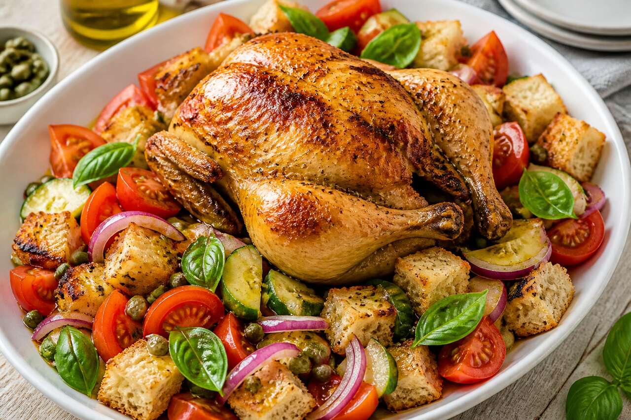 Poulet rôti Panzanella : recette gourmande et savoureuse