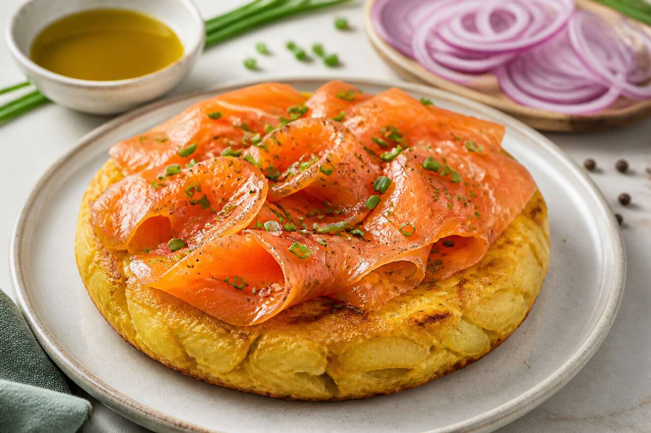 Recette de tortilla andalouse : pommes de terre et saumon fumé