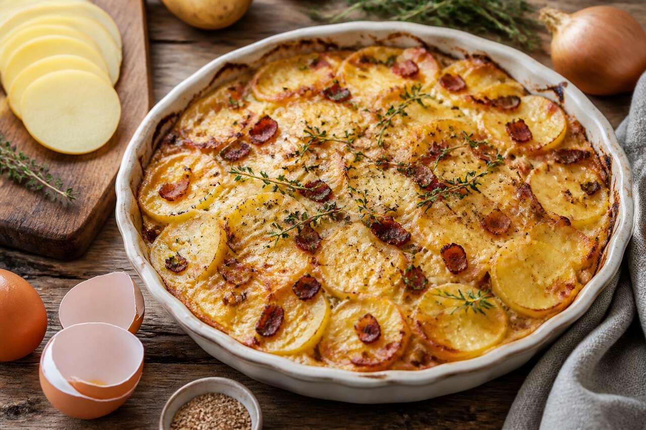 Clafoutis de pommes de terre : recette gourmande et facile