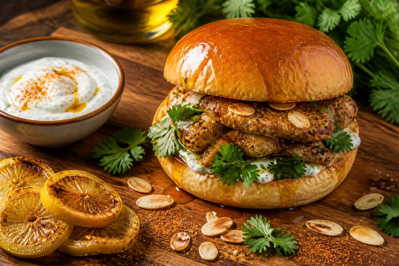 Burger de poulet à l'orientale : recette savoureuse à l'huile d'argan