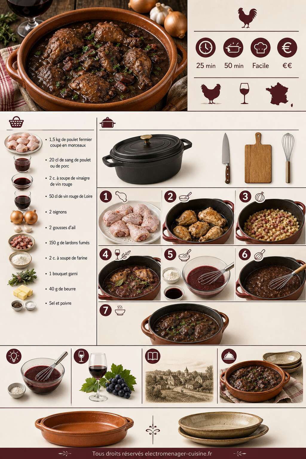 Fiche recette Recette de poulet en barbouille : plat savoureux et facile Fiche recette Recette de poulet en barbouille : plat savoureux et facile
